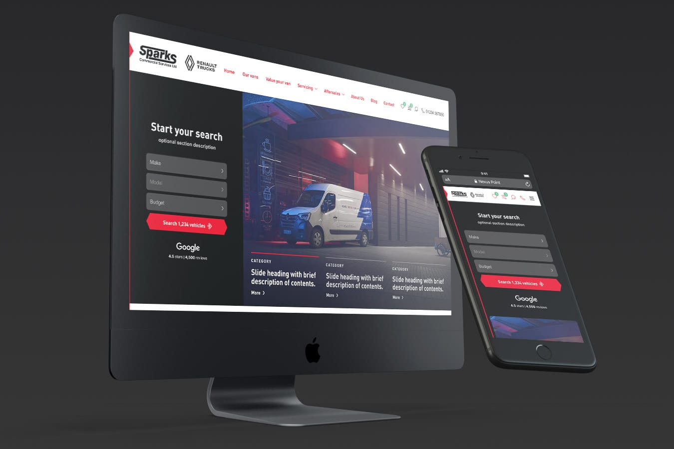 The Sparks Commercial Services website built by Nexus Point